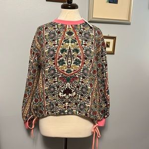 NWT Alice+Olivia Floral Print Drawstring Sweatshirt